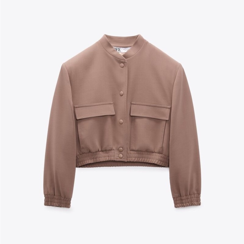 ZARA Cropped Maxi Bomber Jacket